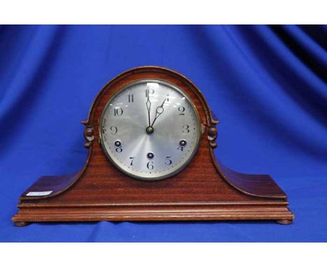 MAHOGANY CASED MANTEL CLOCK,
with chiming movement, with a presentation plaque dated 1928
