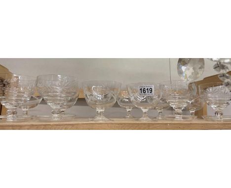 A quantity of vintage etched glassware