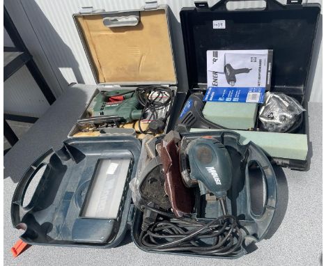 A heat gun, Electric Saw and Mouse Sander