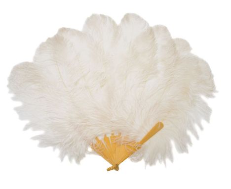 ϒFour ostrich feather fans, by J. Duvelleroy, early 20th century, with plain guards and sticks in mother of pearl and ivory, 