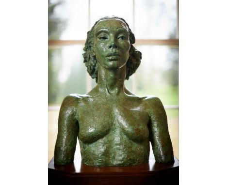 λSir Jacob Epstein (British 1881-1959) Bust of Pola Givenchy Bronze with green patina Inscribed with signature Height excludi