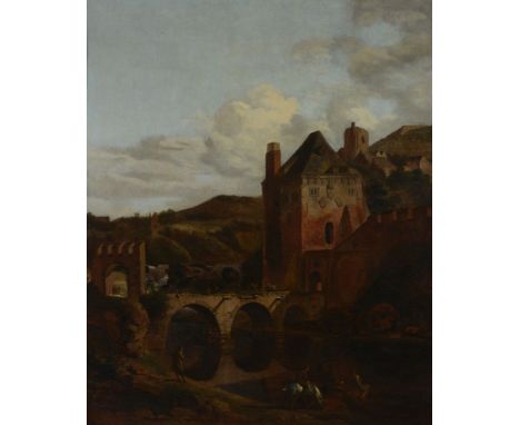 Jan van der Heyden (Dutch 1637-1712) and Adriaen van de Velde (Dutch 1636-1672)   A river landscape with a fortified castle a