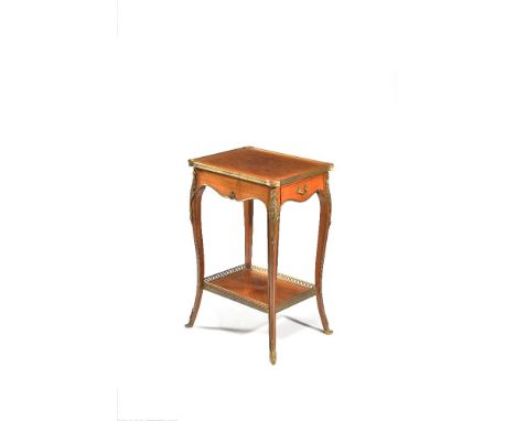 A French Kingwood, parquetry, and ormolu mounted occasional table, 19th century in the Louis XV style, the parquetry lozenge 