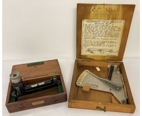 A vintage wooden boxed clinometer by Markers Mechanism Ltd, Croydon. Together with a boxed Cable Tensiometer Type S.M.E. Mk V