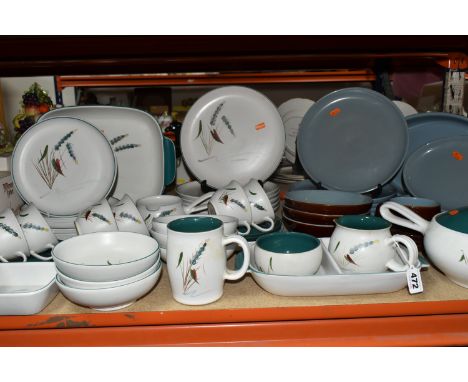 SIXTY SEVEN PIECES OF DENBY DINNER WARES, comprising a forty seven piece 'Greenwheat' pattern dinner service: a rectangular s