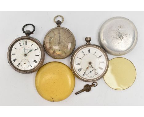 THREE OPEN FACE POCKET WATCHES, the first a silver cased, 'The Express English Lever' 'J.G.Graves Sheffield' open face pocket