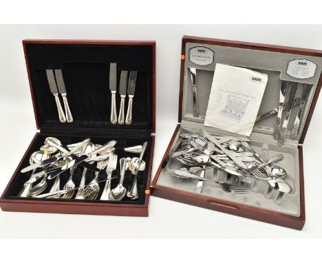 TWO CANTEENS OF CUTLERY, the first a wooden canteen signed 'Vinners', the second a wooden canteen with beaded pattern detail 