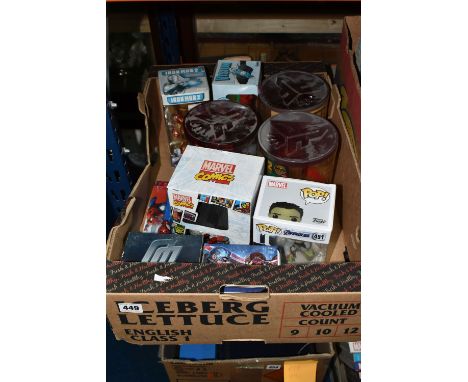 A QUANTITY OF MARVEL COLLECTIBLE ACTION FIGURES, to include three Funko Force figures two War Machines and an Iron Man 2 item