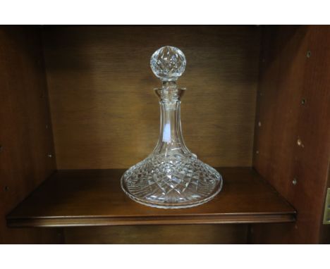 A WATERFORD CUT GLASS SHIPS DECANTER.