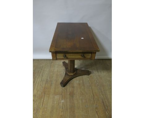 A 19th CENTURY MAHOGANY OCCASIONAL TABLE, the rectangular line inlaid top above the frieze fitted with two drawers raised on 