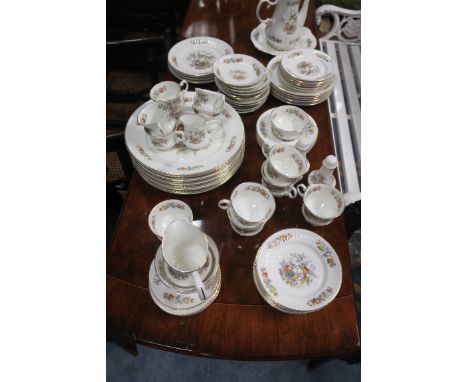 A ROYAL TARA NINETY THREE PIECE DINNER AND TEA SERVICE, the white ground decorated with fruit and birds.