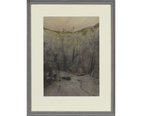 ROBERT BROUGH RSA (SCOTTISH 1872 - 1905), ABERDEEN QUARRY hand-enhanced lithograph on paper image size 36cm x 25cm, overall s