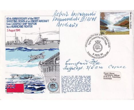 Shooting Down of an Enemy Aircraft from Catapult Ship Signed 2 Luftwaffe Pilots. 3 Aug 81 - BFPS 1571 - 40th Anniversary of t