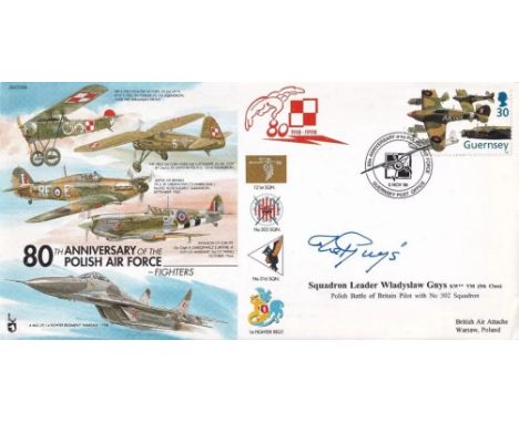 JS(CC)56d 80th Anniv Polish Air Force Signed Gnys, Polish, Sqn. Battle of Britain. 5 Nov 98 Guernsey 80th Anniversary Flown c