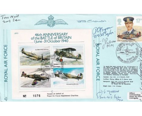 JSF9 46th Anniversary Battle of Britain Signed 5 Battle of Britain Pilots, P O'Byrne. 16 Sept 86 BFPS 2123 46th Anniversary B
