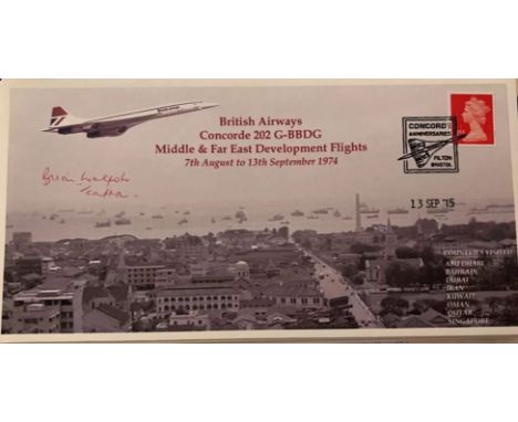 Concorde Capt Brian Walpole signed 202 Middle East Development flight cover rare. Rare cover number 15 of 21. Brian Owen Walp