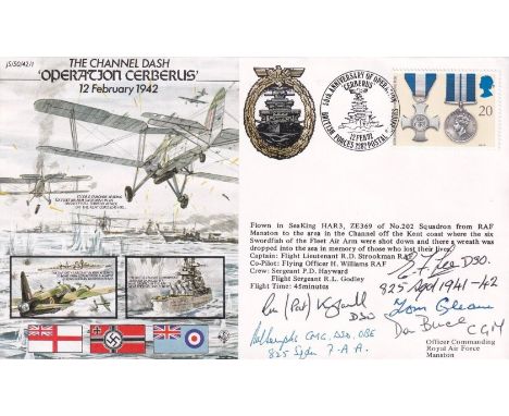 Channel Dash Operation Cerberus Signed 5 all involved in the Action, 4 Survivors. 12 Feb 92 BFPS2282-The Channel Dash Operati