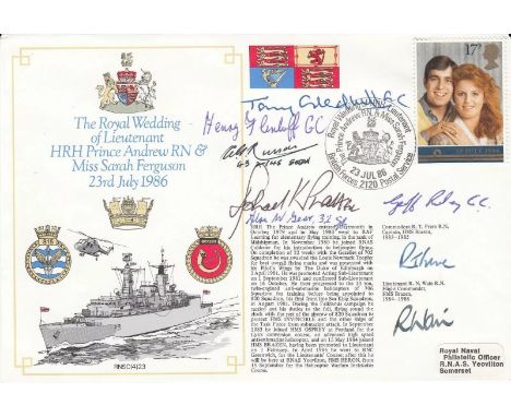 Royal Wedding Andrew and Ferguson Signed by 2 Signed Plus 5 GC Holders and 1 Bof B. 23 Jul 86 - BFPS 2120 - The Royal Wedding
