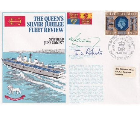 2RN7c The Queen's Silver Jubilee Fleet Review Signed T Lewin and J D Roberts. 28 Jun 77 - BFPS 5277 -9p Silver Jubilee stamp 