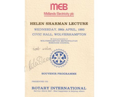 MEB H Sharman Programme Lecture Signed by Helen Sharman 1st UK Astronaut. MEB Midlands Electricity PLC Helen Sharman Lecture 