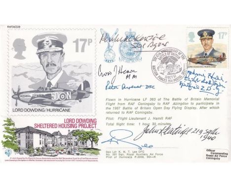 Lord Dowding 47th Ann of Battle of Britain Signed Cover 6 Battle of Britan Pilots Crew WAAF. Signed by Ken Mackenzie 501 sqn,