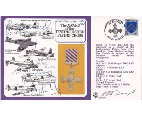DM2 Award of the Distinguished Flying Cross Signed by 5 DFC Holders. 12 Jun 84 The Award of DFC Flown in Victor from RAF Marh