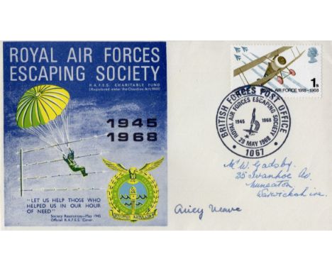 Airey Neave, first home run escaper from Colditz signed RAF Escaping Society cover. Good condition. All autographs come with 
