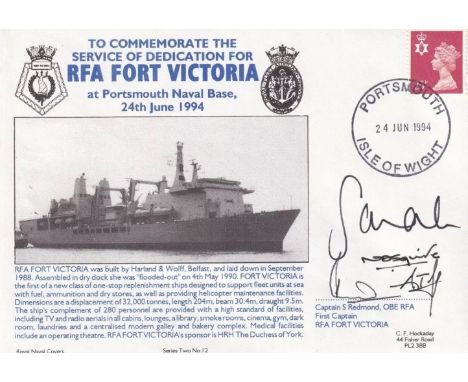 2RNCH12b RFA Fort Victoria Signed HRH The Duchess of York +3. 24 Jun 1994 Portsmouth Isle of Wight. To Commemorate the servic