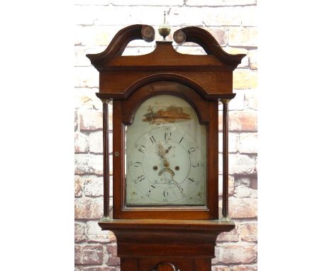 19TH CENTURY WELSH 8-DAY OAK LONGCASE CLOCK, Jno Evans, Newcastle Emlynn (sic), signed, painted 11 1/2in. dial with subsid. s