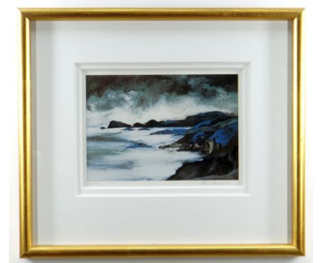 PETE DANIELS (b.1937) limited edition (32/500) colour print - Gower coastline, signed, 19 x 27cms, framed and glazed