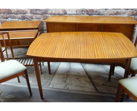 VINTAGE VANSON TEAK DINING SUITE, comprising extending dining table and four chairs, sideboard, serving table and drop flap t