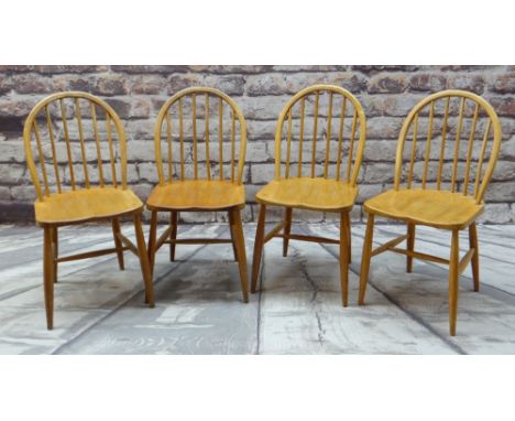 SET OF FOUR ERCOL WINDSOR HOOP BACK DINING CHAIRS, model 290, stamped on seat (4) Condition Report: wear to rails.