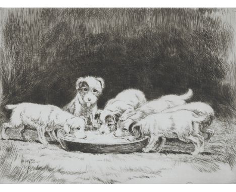 George Soper RE (British, 1870-1942)Sealyham puppies signed in pencil 'George Soper' (lower right)etchingplate 15 x 20cm (5 7