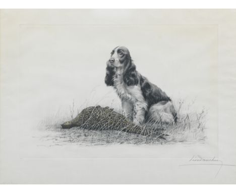 Léon Danchin (French, 1887-1938)A Cocker Spaniel with hen pheasant signed in pencil 'Léon Danchin' (lower right), editioned i