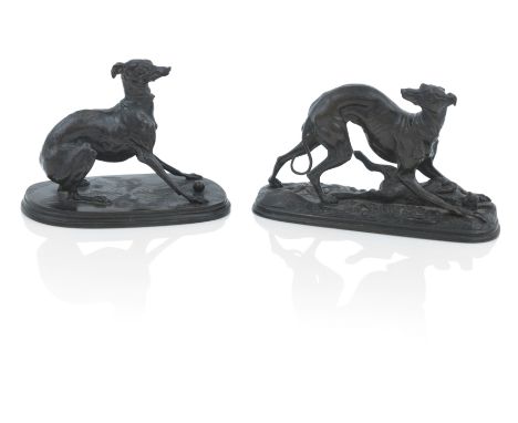 Pierre Jules Mene (French, 1810-1879) A late 19th century bronze of a WhippetDepicting 'Giselle', the playful Whippet crouchi