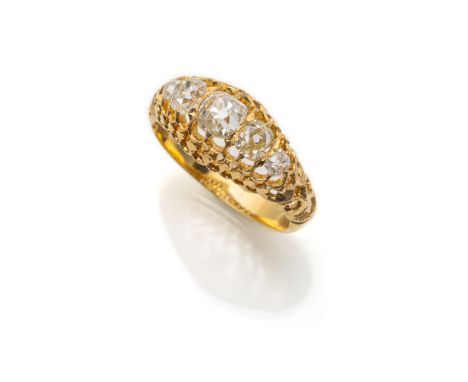 Ring mit AltschliffdiamantenRM 54750/000 Gelbgold (getestet) mit fünf Altschliffdiamanten zus. ca. 2 ct I-faint yellow/P. Gew