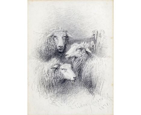 Thomas Sidney Cooper R.A. (1803-1902) Three sheep by a gate Signed and dated 1871 Pencil 19.5 x 14cm; 7¾ x 5½in With another 