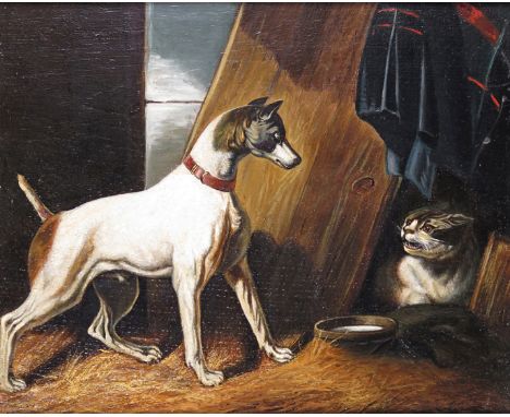 French School 19th Century A stand-off Signed and inscribed indistinctly verso Oil on panel 21.5 x 26cm; 8½ x 10¼in ++Panel s