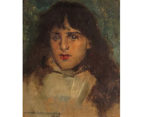 Maurice Greiffenhagen R.A. (1862-1931) Portrait of a young lady with long brown hair Signed Oil on canvas 30.5 x 25cm ++Relin