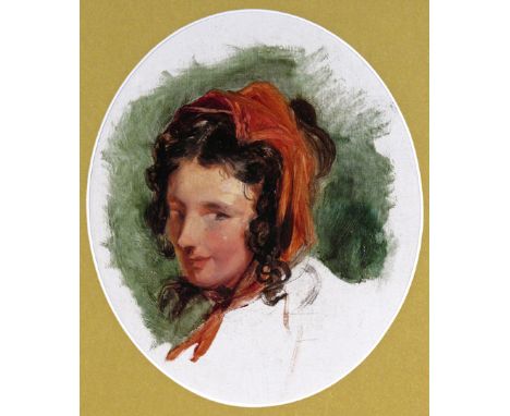 Sir Edwin Henry Landseer R.A. (1802-1873) Head study of a woman, possibly Lady Louisa Russell (1812-1905) Oil on board, oval 