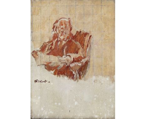 Walter Richard Sickert A.R.A. (1860-1942) George Moore reading a newspaper Signed Oil on canvas, unframed 35.5 x 25.5cm; 14 x