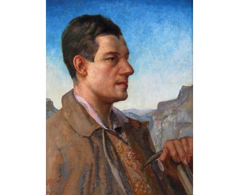  ‡Francis Ernest Jackson A.R.A. (1872-1945) Portrait of the climber Jack St Clair Lindsay Inscribed, titled and dated c. 1924
