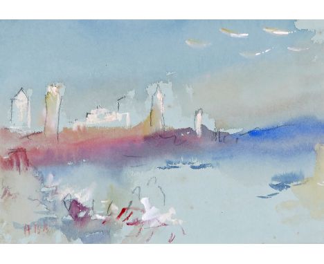 Hercules Brabazon Brabazon (1821-1906) Venice after Turner Signed with initials, inscribed on a label Watercolour and bodycol