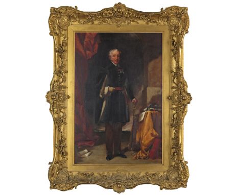 English School 19th Century Portrait of Arthur Wellesley, 1st Duke of Wellington, full length standing, wearing the Order of 