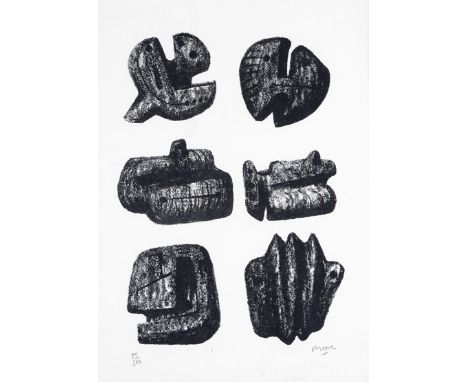  ‡Henry Moore O.M., R.A. (1898-1986) Six stones Signed and numbered 85/200 Lithograph 33.5 x 24cm; 13¼ x 9½in ++Good conditio