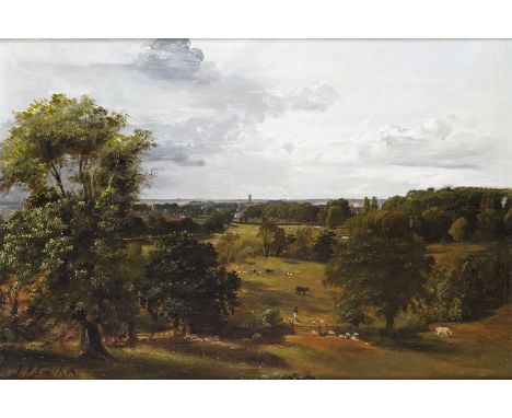 Frederick Richard Lee R.A. (1798-1879) Highgate from the hill Signed  Oil on panel 23 x 30.5cm; 9 x 12in Provenance: E. Stacy