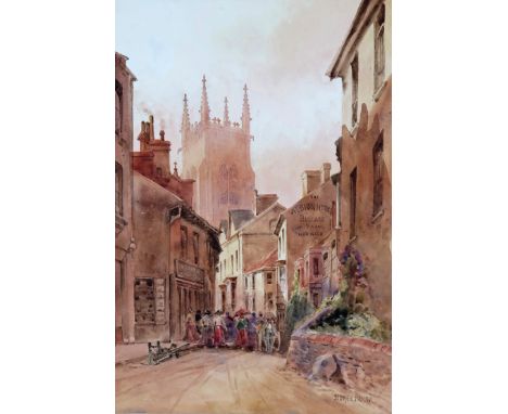 Sidney Baker (19/20th Century) Church Street, Cromer, Afternoon Signed Watercolour 44.5 x 30.5cm; 17½ x 12in ++Faded, one or 