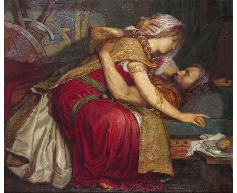  ‡Harry Robert Mileham (1873-1957) Tristram~s Deathbed Signed with monogram and dated 1902 Oil on canvas 78 x 90cm; 30½ x 35½