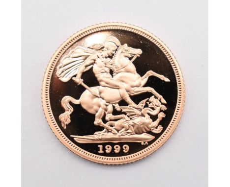 1999 Queen Elizabeth II proof&nbsp;gold full sovereign, in original Royal Mint case with limited edition certificate numbered