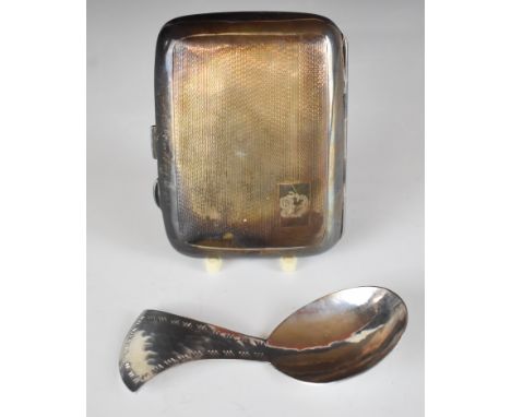George V hallmarked silver cigarette case with engine turned decoration, Birmingham 1936, maker&nbsp;John Rose, length 8.5cm,